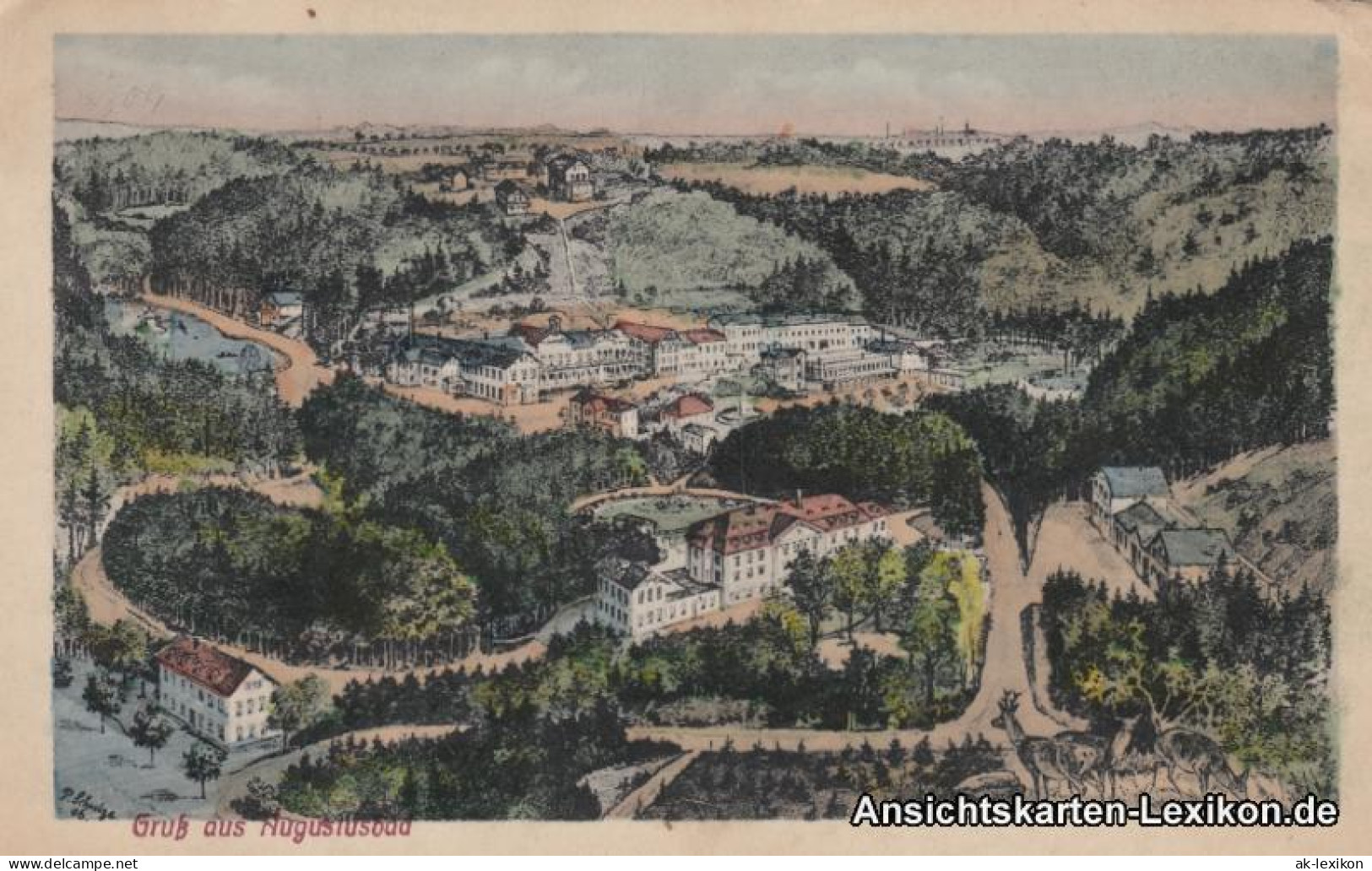 Ansichtskarte Liegau-Augustusbad-Radeberg Totale - Künstler AK 1920  - Radeberg