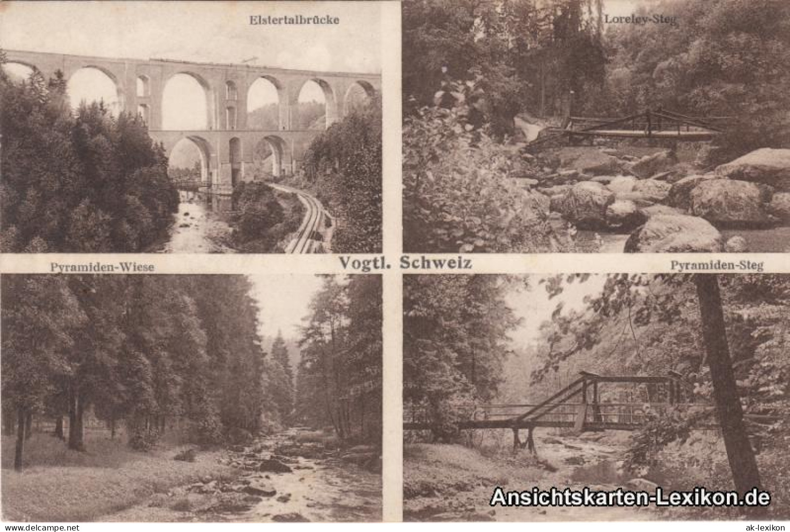 Jocketa-Pöhl Elstertalbrücke, Loreley-Steg, Pyramieden-Wiese 1920 - Pöhl