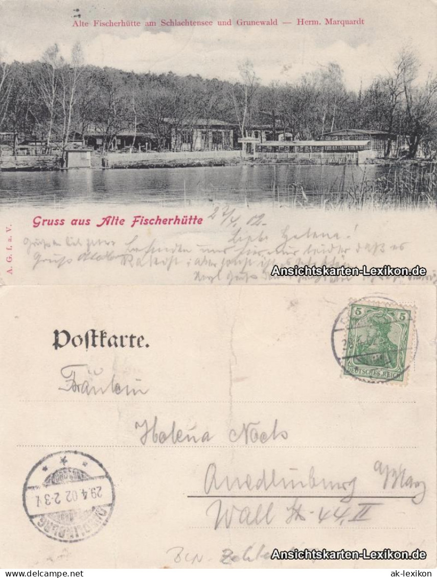 Ansichtskarte Grunewald-Berlin Restaurant Fischerhütte Am Schlachtensee 1902  - Zehlendorf