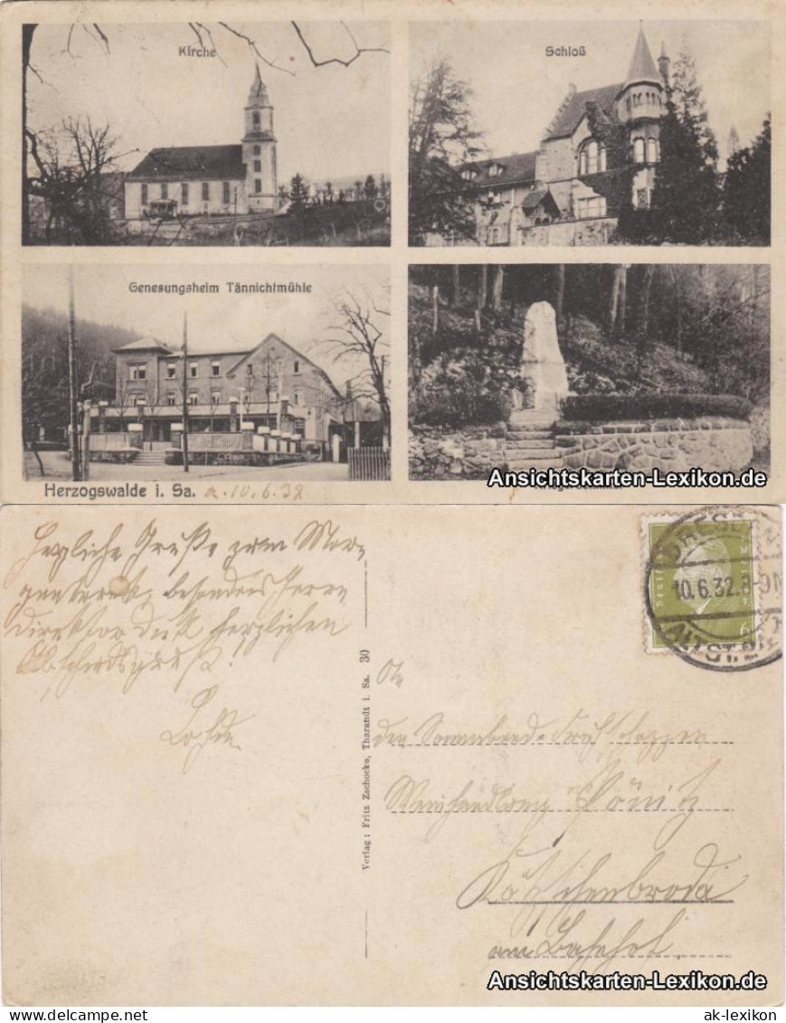 Herzogswalde-Wilsdruff: Kirche, Schloß, Genesungsheim Und Kriegerdenkmal 1932 - Herzogswalde