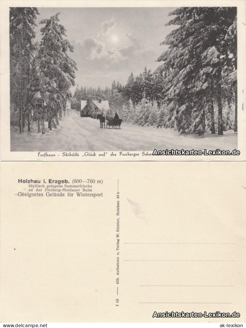 Ansichtskarte Rechenberg-Bienenmühle Torfhaus Im Winter - Skihütte 1929  - Holzhau