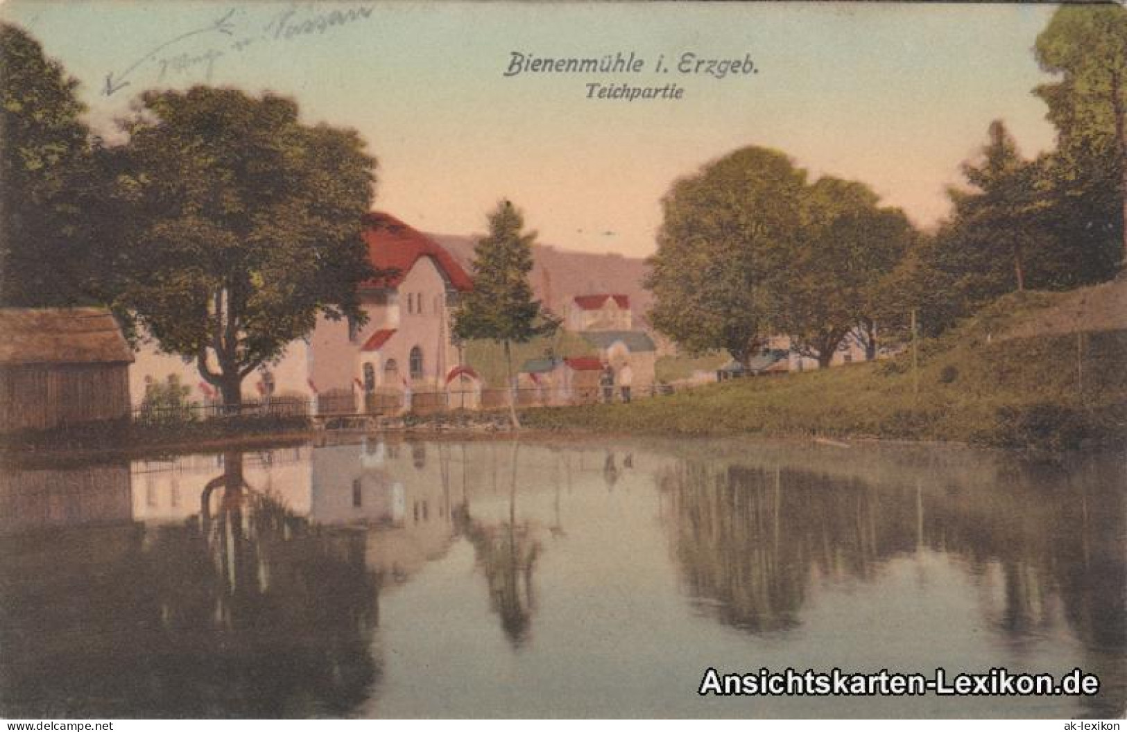 Ansichtskarte Rechenberg-Bienenmühle Teichpartie 1910  - Rechenberg-Bienenmühle