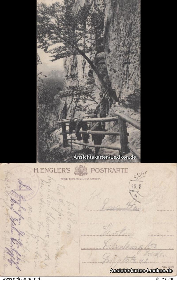 Kirnitzschtal-Sebnitz Wanderer Am Kuhstall (Sächsische Schweiz) 1918  - Kirnitzschtal