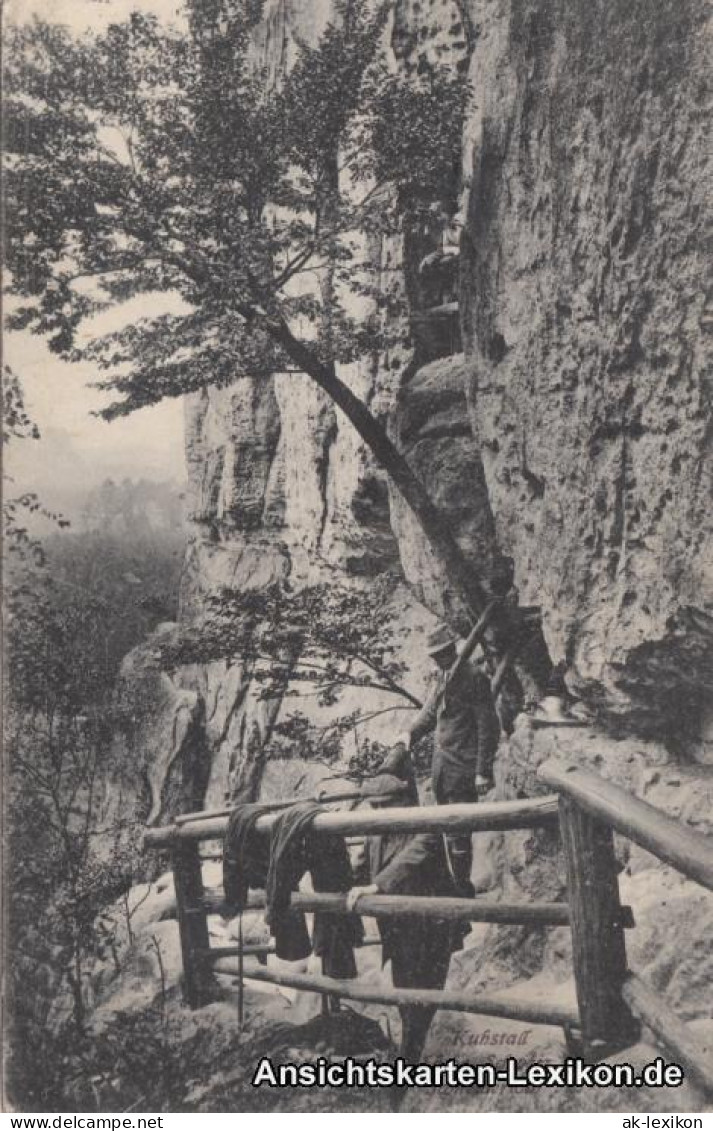 Kirnitzschtal-Sebnitz Wanderer Am Kuhstall (Sächsische Schweiz) 1918  - Kirnitzschtal