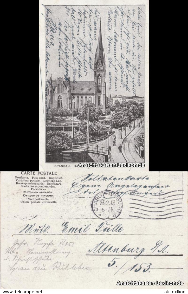Ansichtskarte Spandau-Berlin Hafenplatz Mit Garnisonskirche 1913  - Spandau
