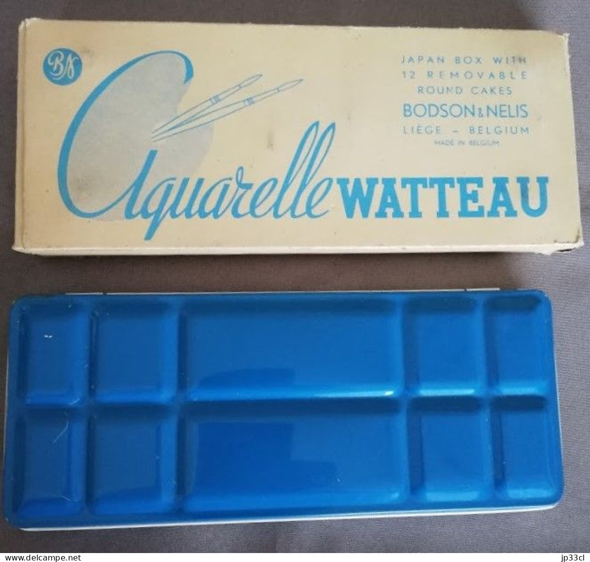 Aquarelle WATTEAU : Boîte Métallique à 12 Godets Interchangeables Bodson & Nelis (Liège) - Altri & Non Classificati