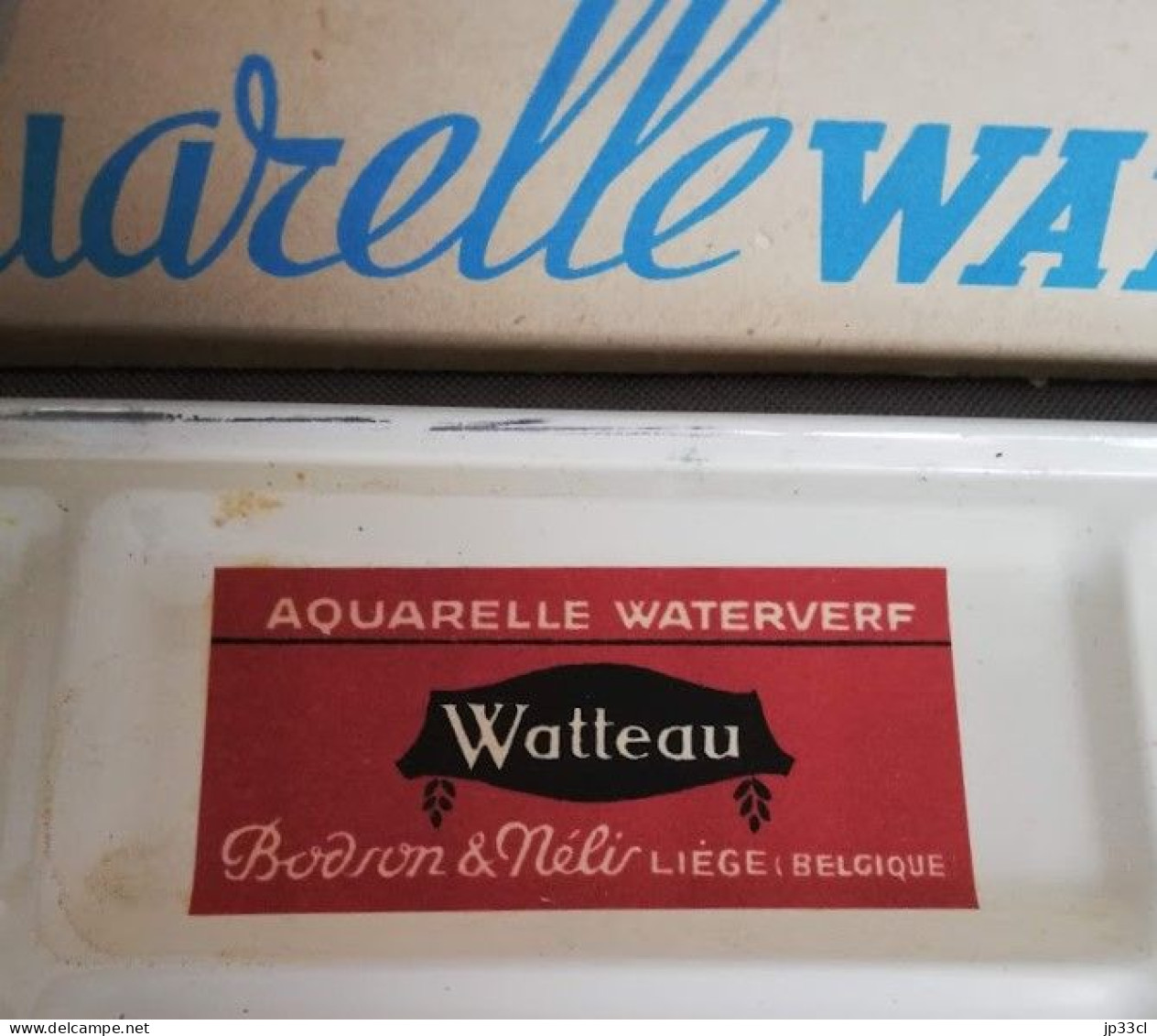 Aquarelle WATTEAU : Boîte Métallique à 12 Godets Interchangeables Bodson & Nelis (Liège) - Andere & Zonder Classificatie