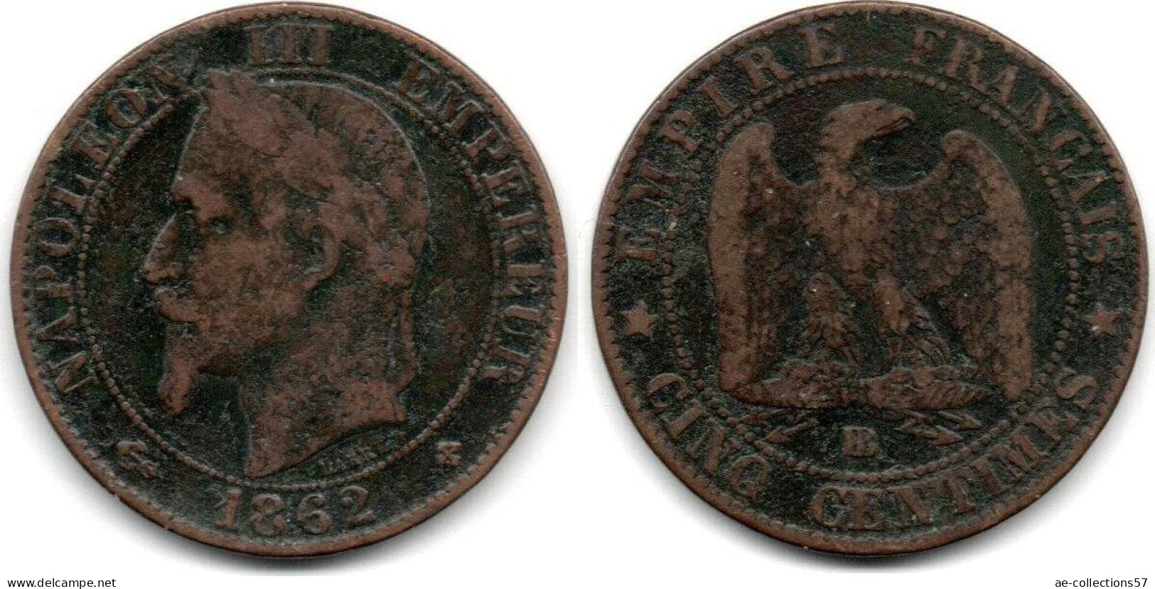 MA 31095 /  France - Frankreich  5 Centimes 1862 BB B+ - 5 Centimes