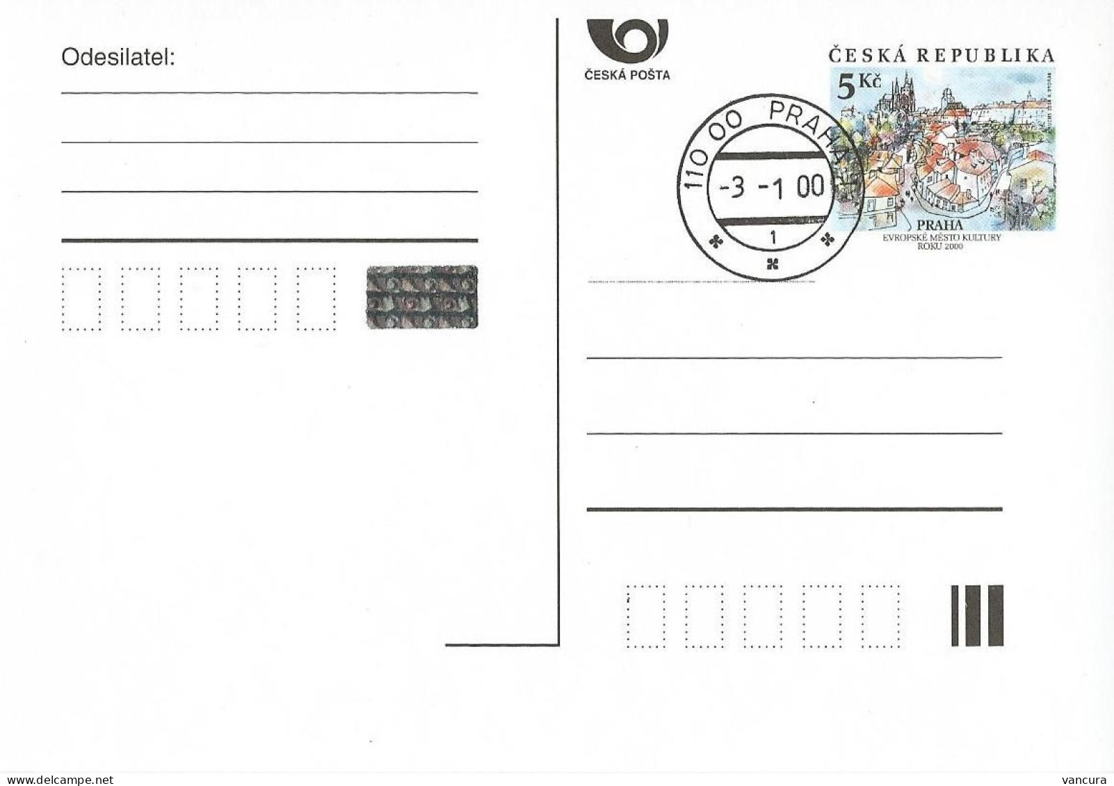 CDV 51 Czech Republic Nova Praha/New Prague 5 Kc 2000 - Cartes Postales