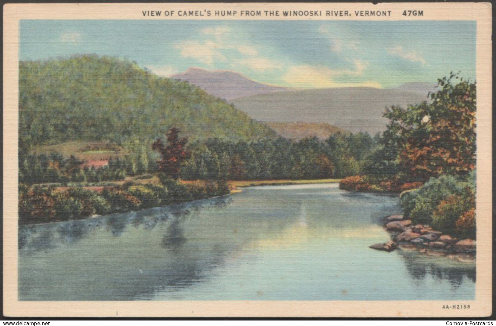 View Of Camel's Hump From The Winooski River, Vermont, 1934 - CW Hughes Postcard - Altri & Non Classificati