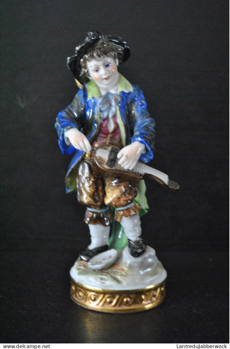 Magnifique STATUETTE DE MENDIANT SALTIMBANQUE MUSICIEN EN PORCELAINE DE WOLKSTED THURINGE Marque Cachet - Autres & Non Classés