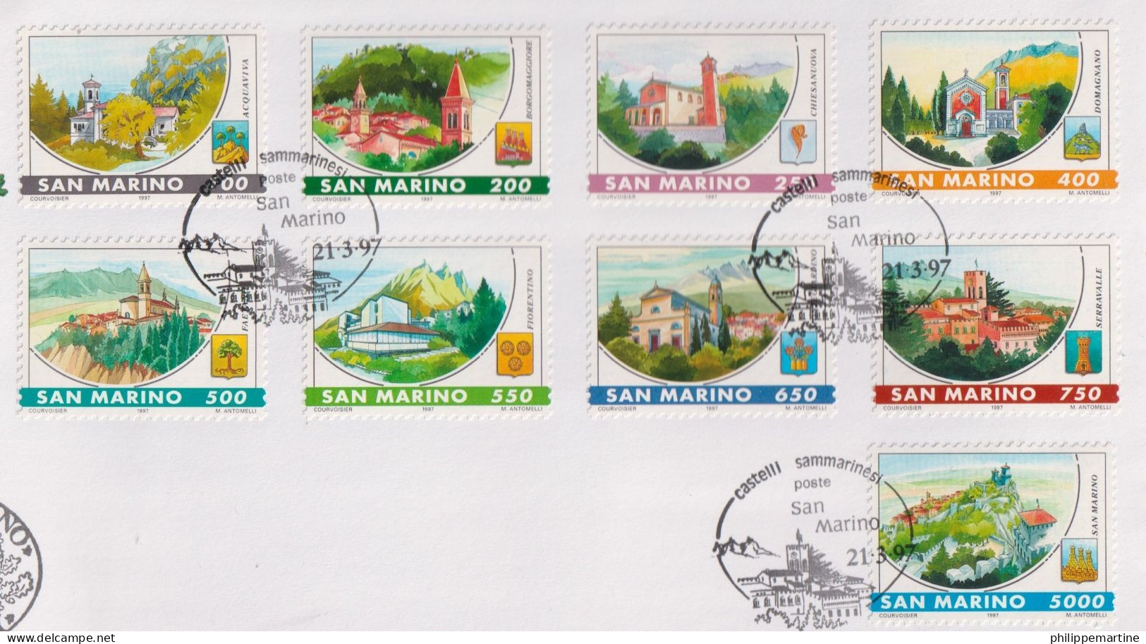 Saint Marin 1997 - YT 1499 à 1507 (o) Sur Fragment - Châteaux De Saint Marin - Used Stamps