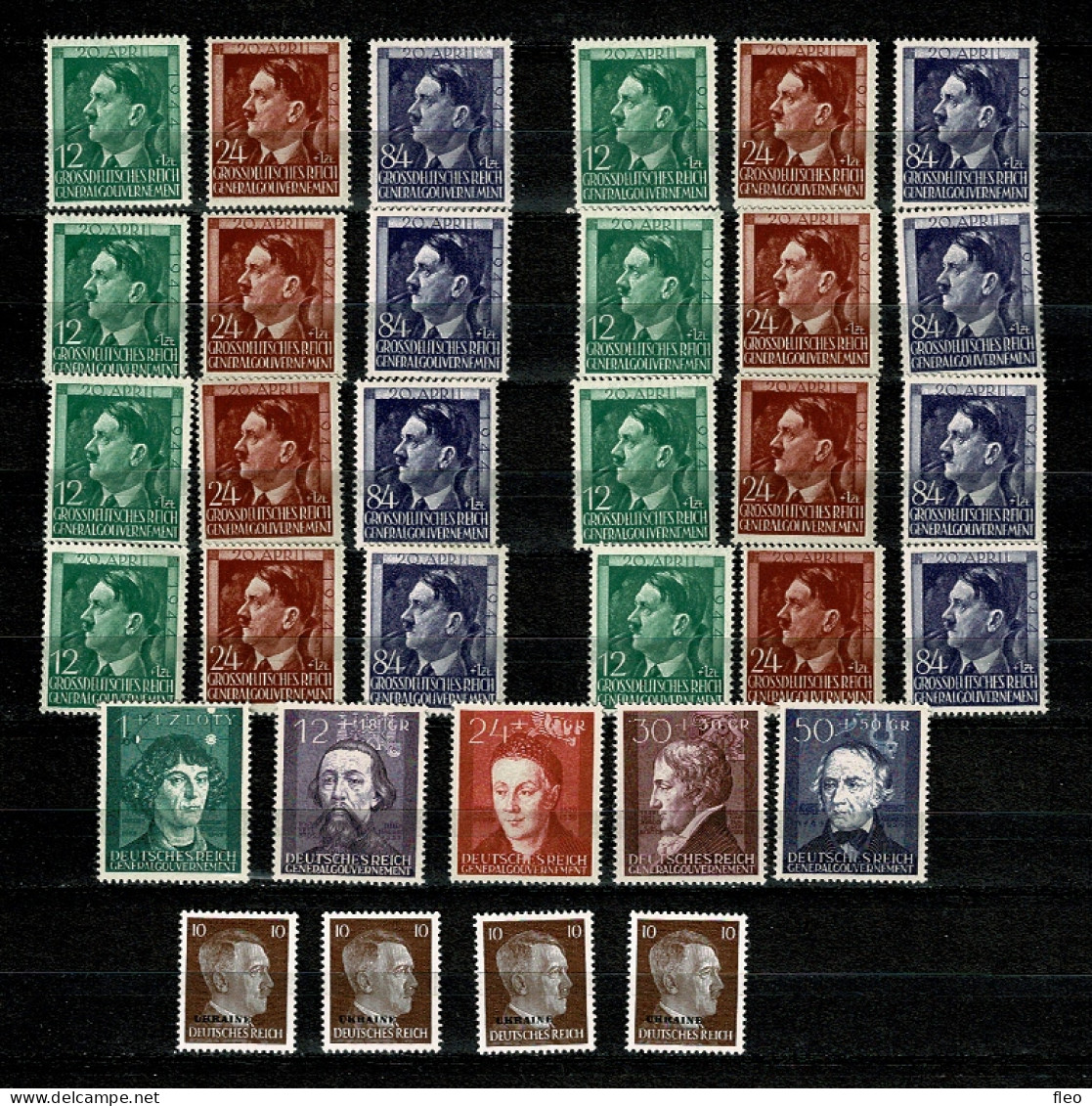 1942 GENERALGOUVERNEMENT : COLLECTION MNH ** Serie 20 April** & Oekraine - Gouvernement Général