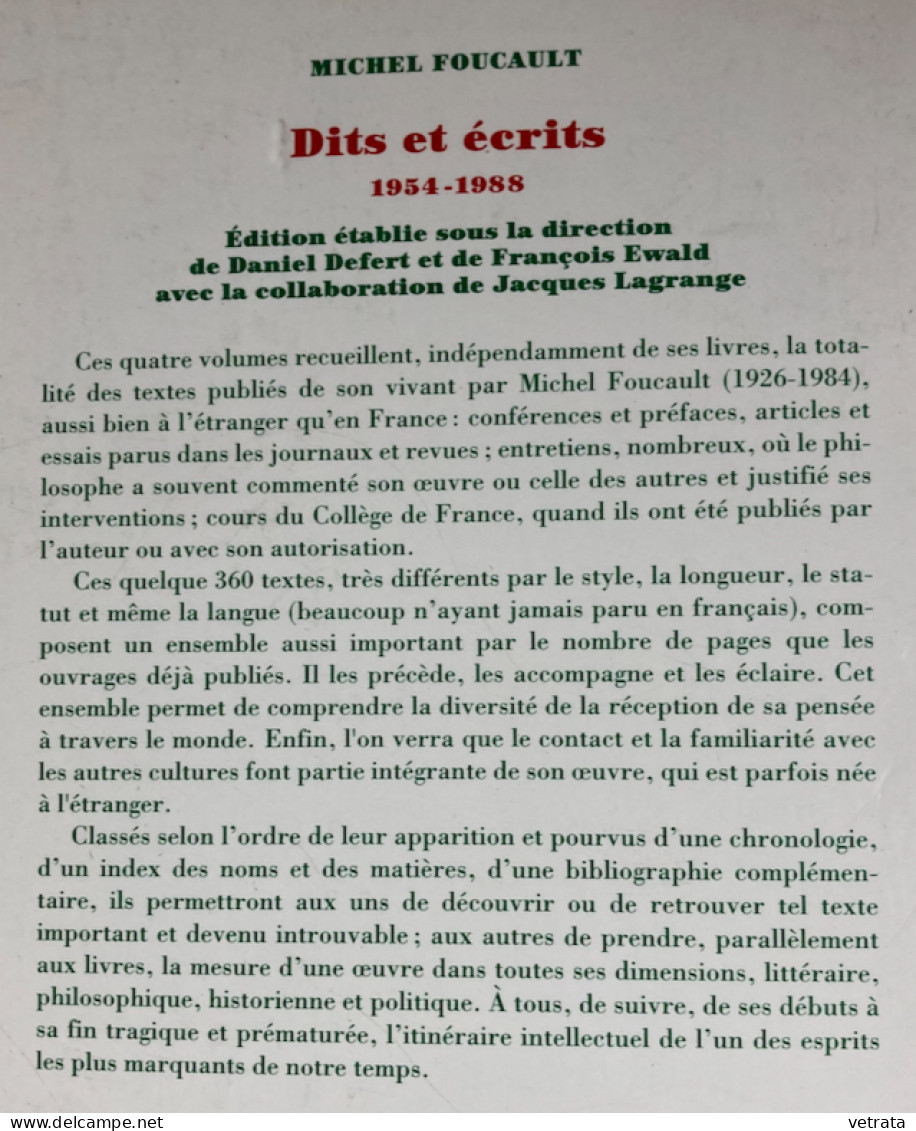 Les Trois Premiers Tomes De Dis Et écrits  1954-1988 Par Michel Foucault  (Gallimard-Bibliothèque Des Sciences Humaines- - Sociologia