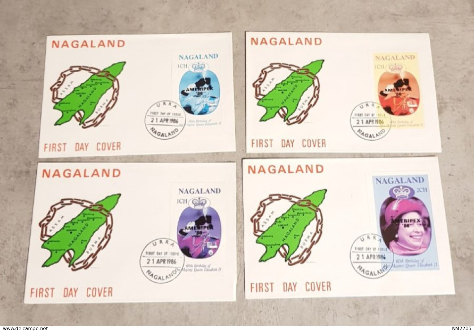 NAGALAND 60TH BIRTHDAY OF HER MAJESTY QUEEN ELIZABETH II 4 FIRST DAY COVER - Famous Ladies