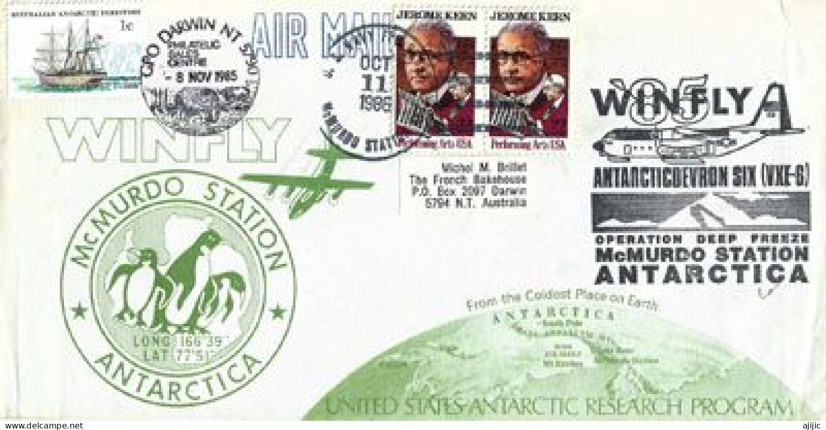 USA. Antarctic WINFLY. Operation Deep Freeze.Mc Murdo Station.Antarcticdevron Six (VXE-6), 1986,letter To Australia - Sonstige & Ohne Zuordnung