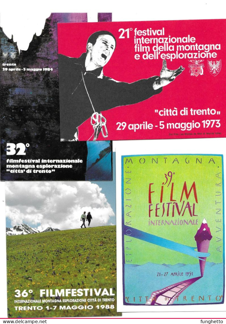 Set 4 Cartoline Con Annullo Speciale TRENTO FILM FESTIVAL MONTAGNA 1973-1984-1988-1991 - Bergsteigen