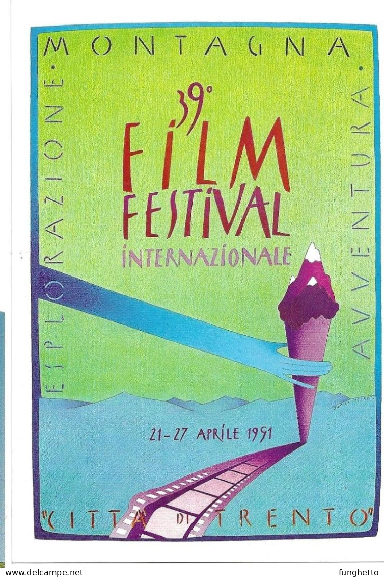Set 4 cartoline con annullo speciale TRENTO FILM FESTIVAL MONTAGNA 1973-1984-1988-1991
