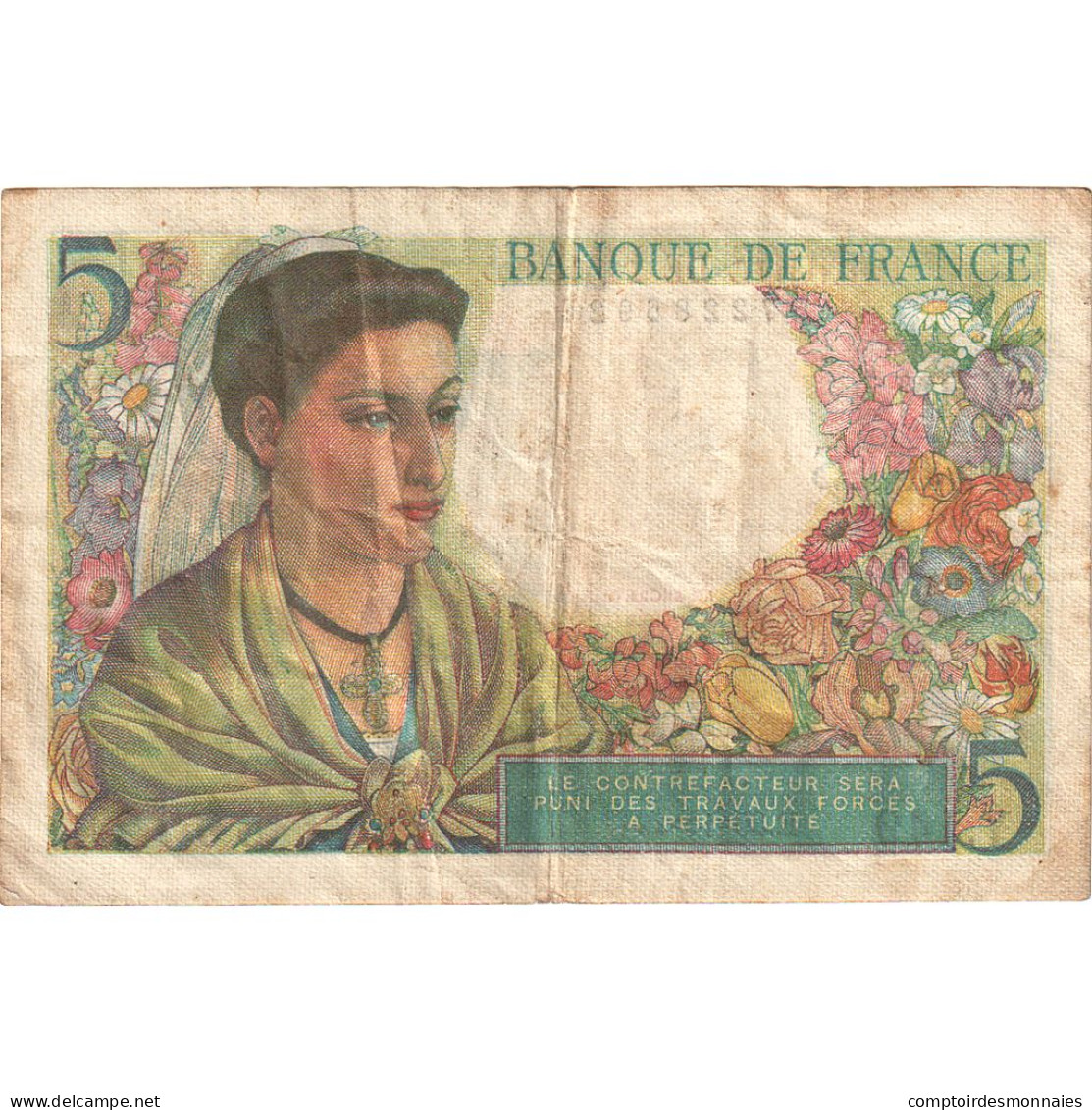 France, 5 Francs, Berger, 1947, Y.149, TTB, Fayette:05.07, KM:98b - 5 F 1943-1947 ''Berger''