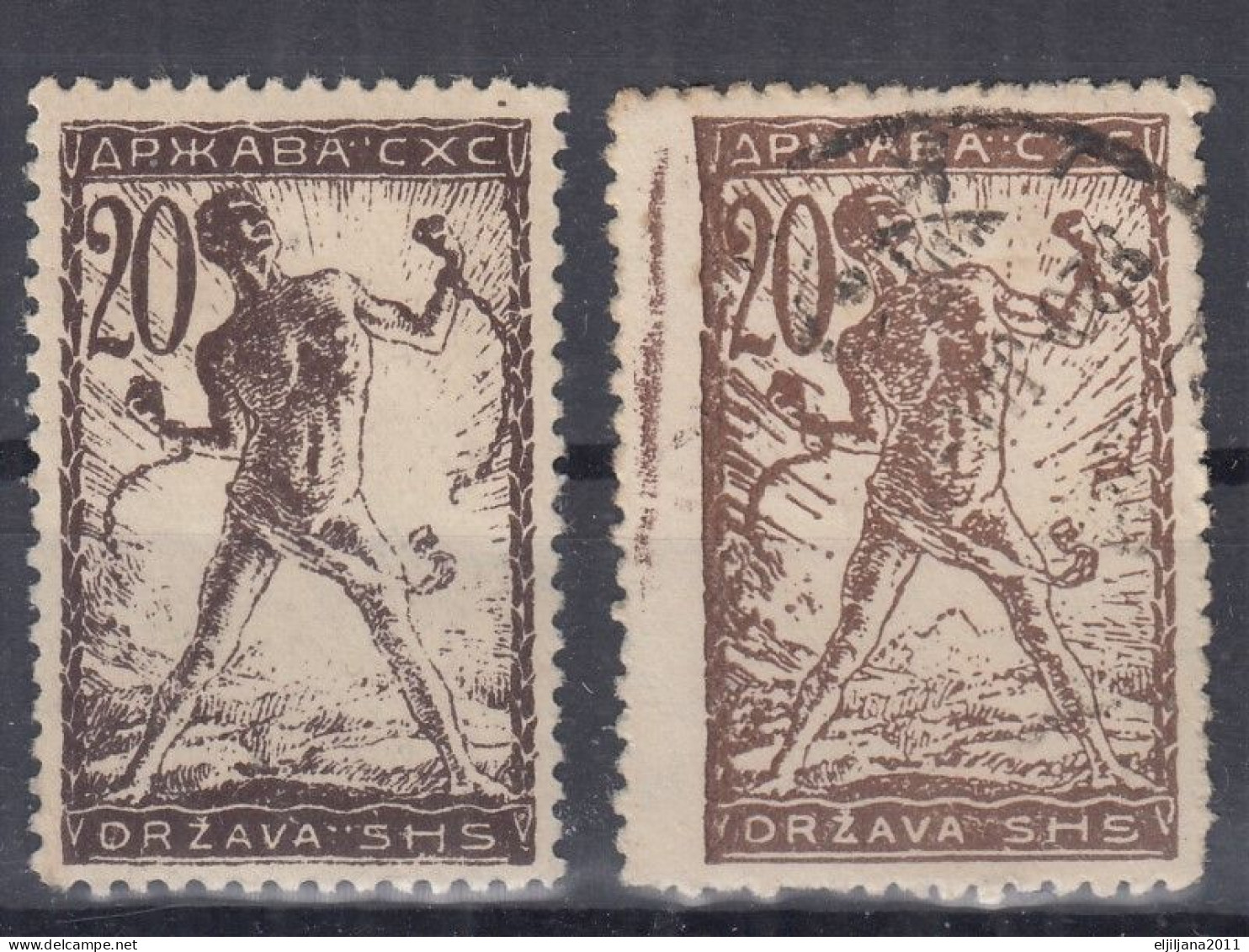 ⁕ Yugoslavia 1919 SHS Slovenia ⁕ CHAIN BREAKERS - VERIGARI 20 & 25 Vin. Mi.103, 104 ⁕ Errors, Shades 6v Used (1v MNH) - Usati