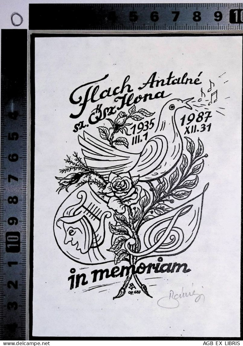 EX LIBRIS BANSAGI ANDRAS Per IN MEMORIAM FLACH ANTALNE 1935 1987 L27bis-F01 - Ex-libris