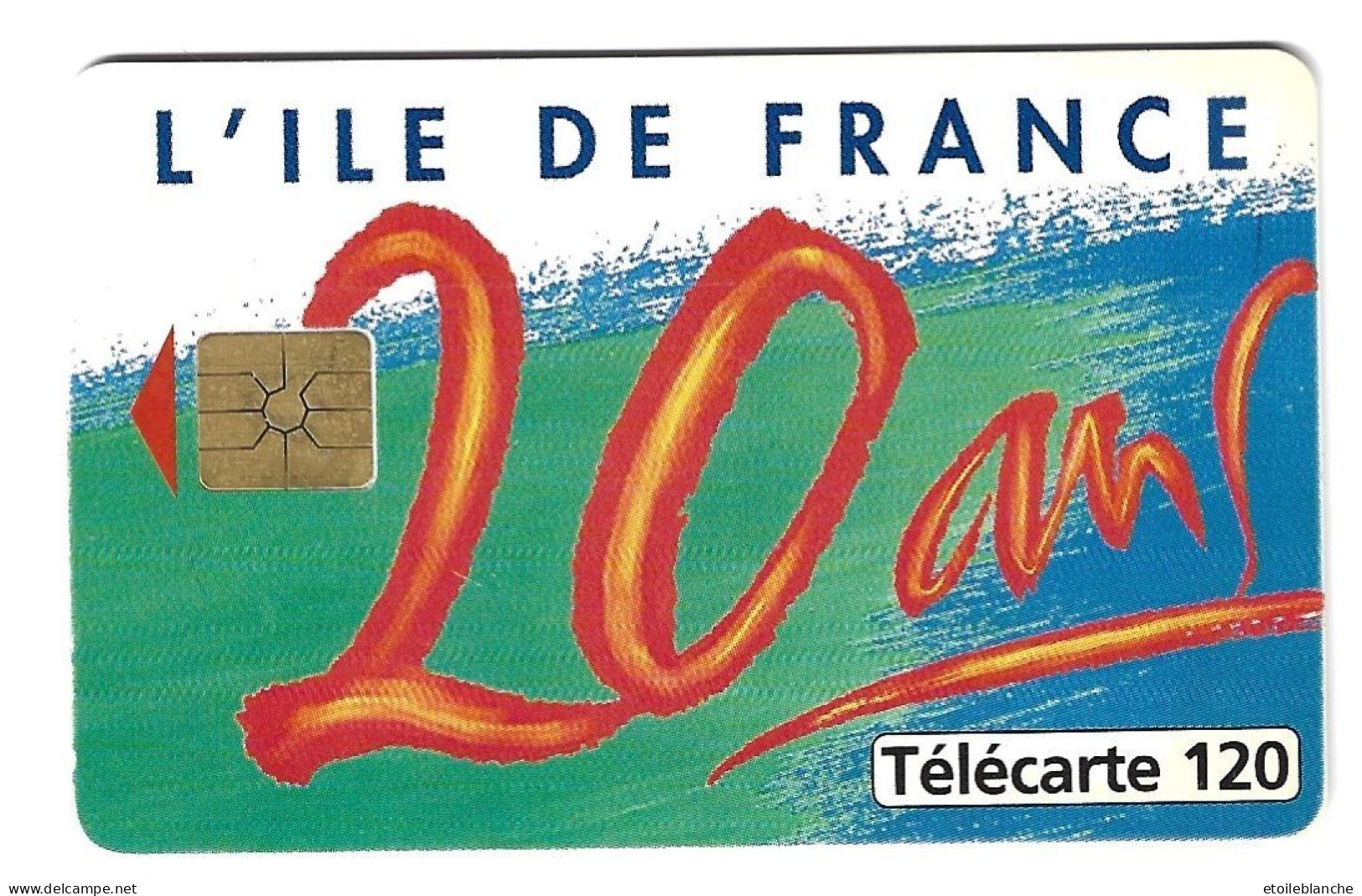 Telecarte Ile De France, Conseil Régional 20 Ans - Logo, Région Paris Avril 1996, Anniversaire Région - Other & Unclassified