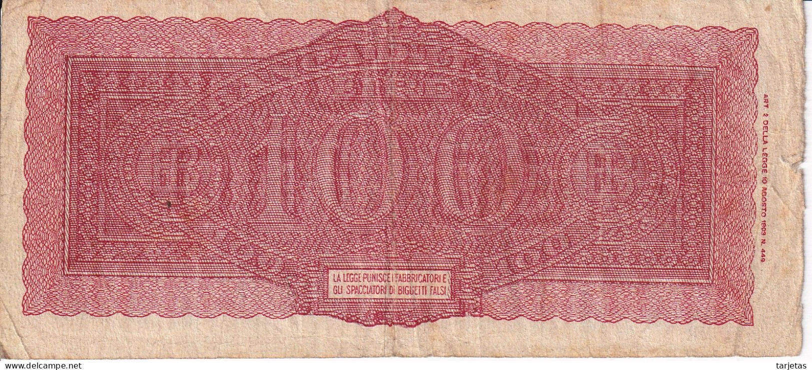 BILLETE DE ITALIA DE 100 LIRAS DEL AÑO 1944  (BANKNOTE) - 100 Liras