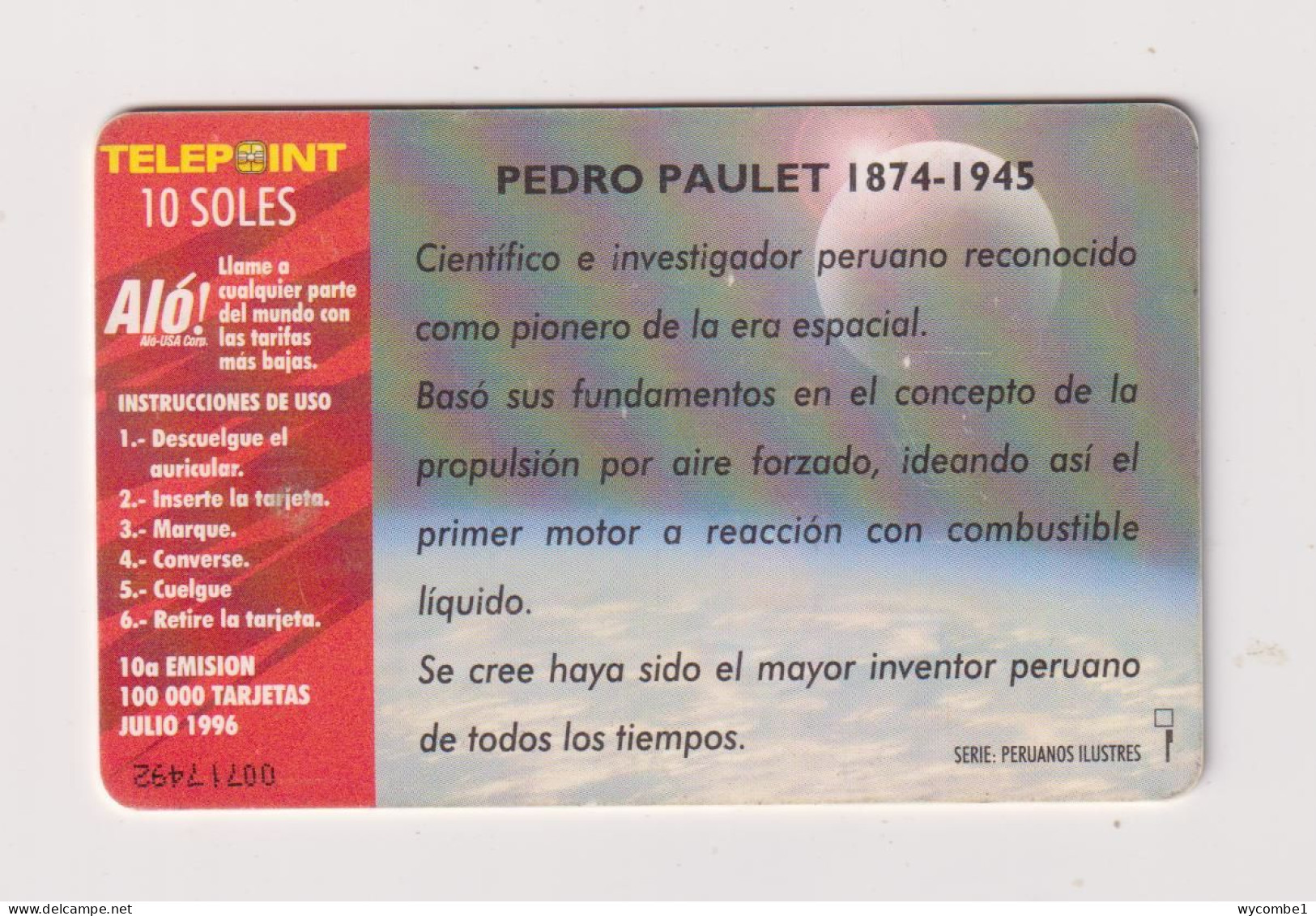 PERU  - Pedro Paulet Chip Phonecard - Perú