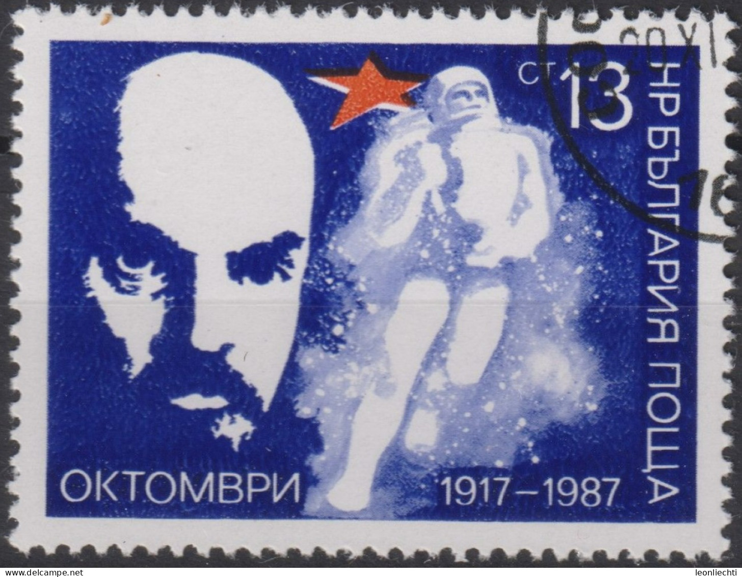 1987 Bulgarien ° Mi:BG 3616, Sn:BG 3289, Yt:BG 3132, Vladimir Lenin, Russian October Revolution - Lenin