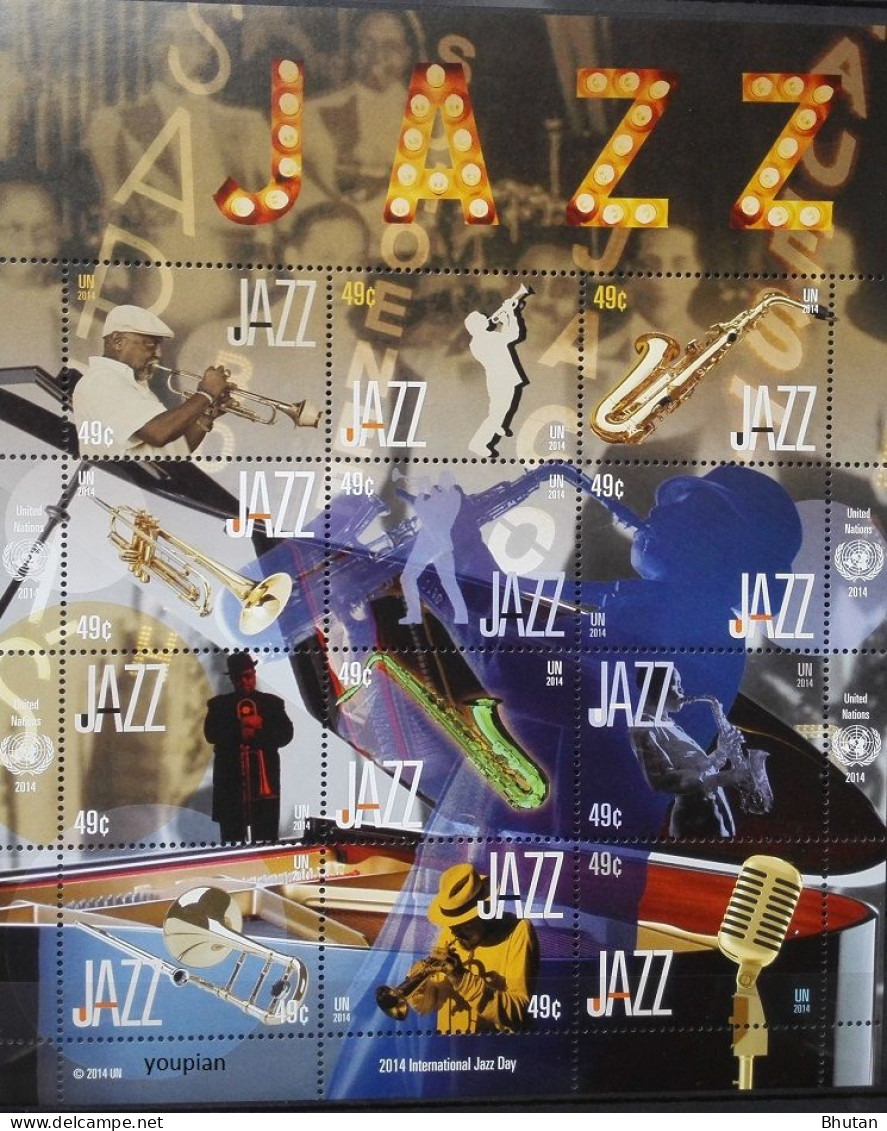 United Nations 2014, Jazz, MNH Stamps Strip - Ongebruikt