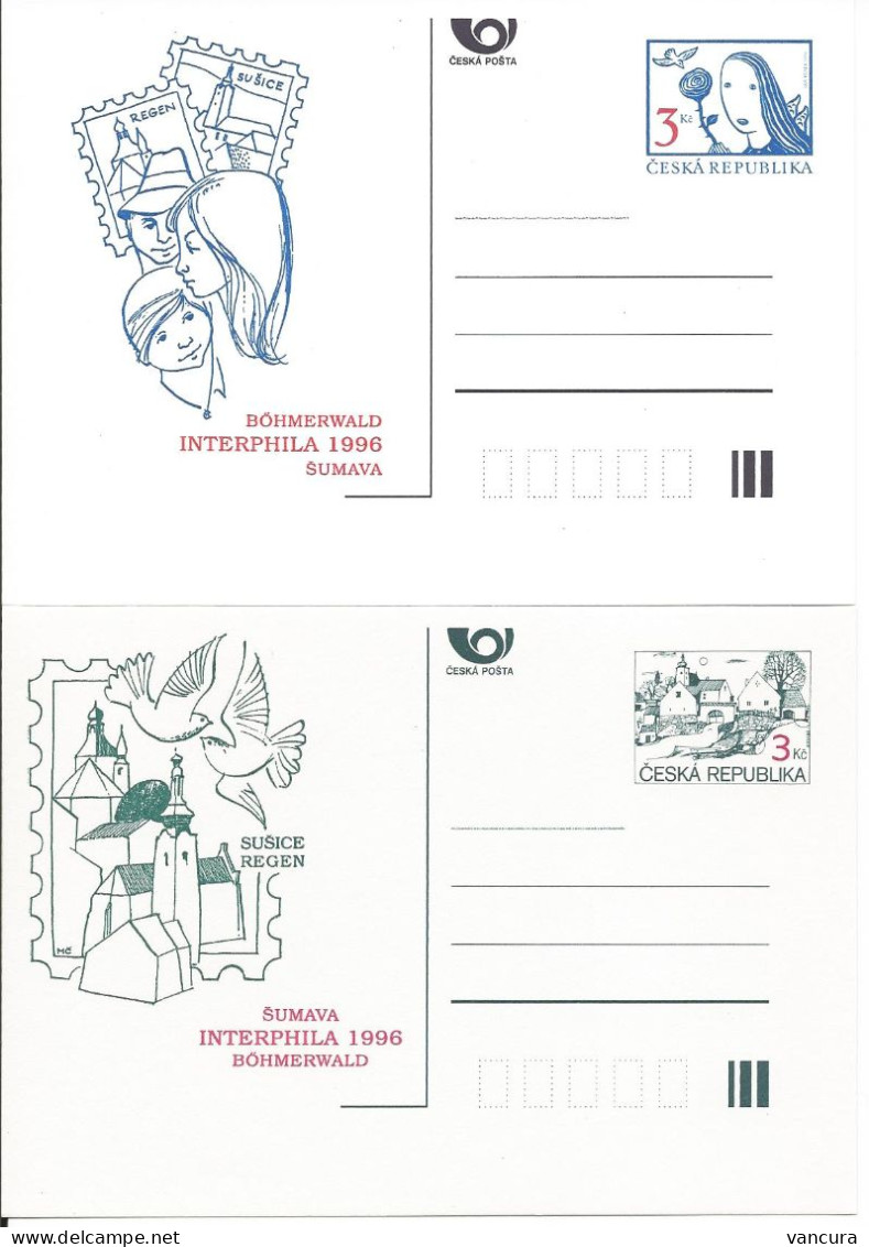 CDV A 15 - 16 Czech Republic Interphila 96 Bohmerwald Sumava 1996 - Cartes Postales