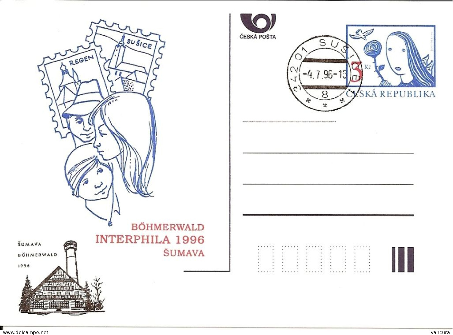 CDV A 15 - 16 Czech Republic Interphila 96 Bohmerwald Sumava 1996 - Cartes Postales