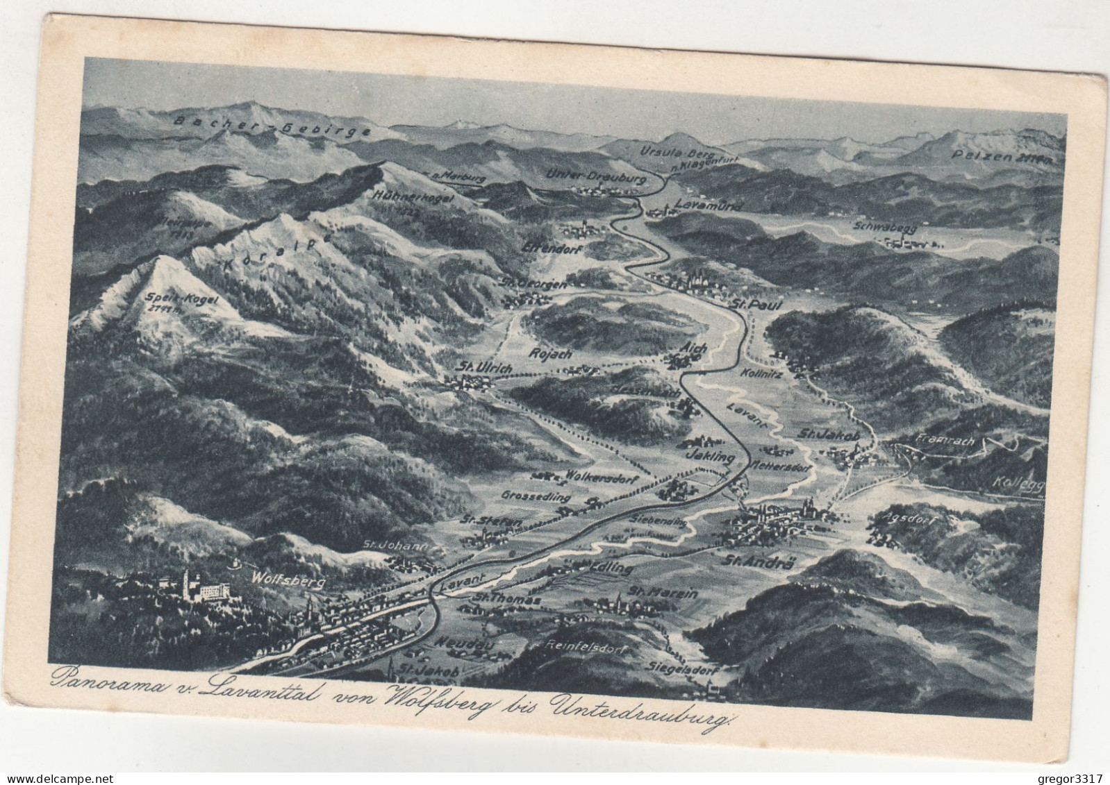 E4877) Panorama V. LAVANTTAL Von WoLFSBERG Bis UNTERDRAUBURG - 1927 - Vogelschaukarte Franz Knollmller - Wolfsberg