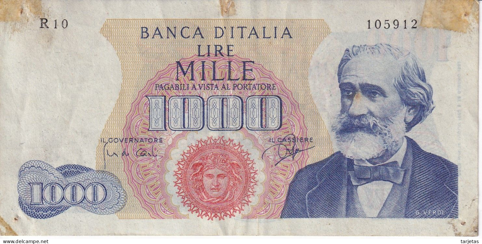 BILLETE DE ITALIA DE 1000 LIRAS DEL AÑO 1962 DE VERDI  (BANKNOTE) - 1000 Lire