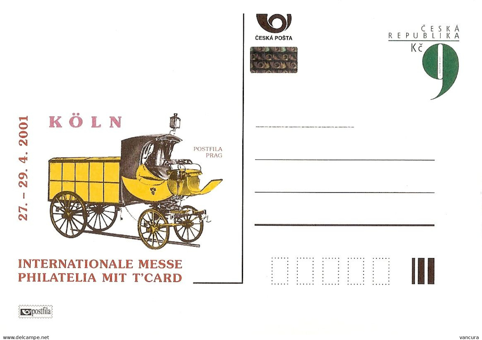 CDV A 69 Czech Republic Köln Stamp Exhibition 2001 Coach - Cartes Postales