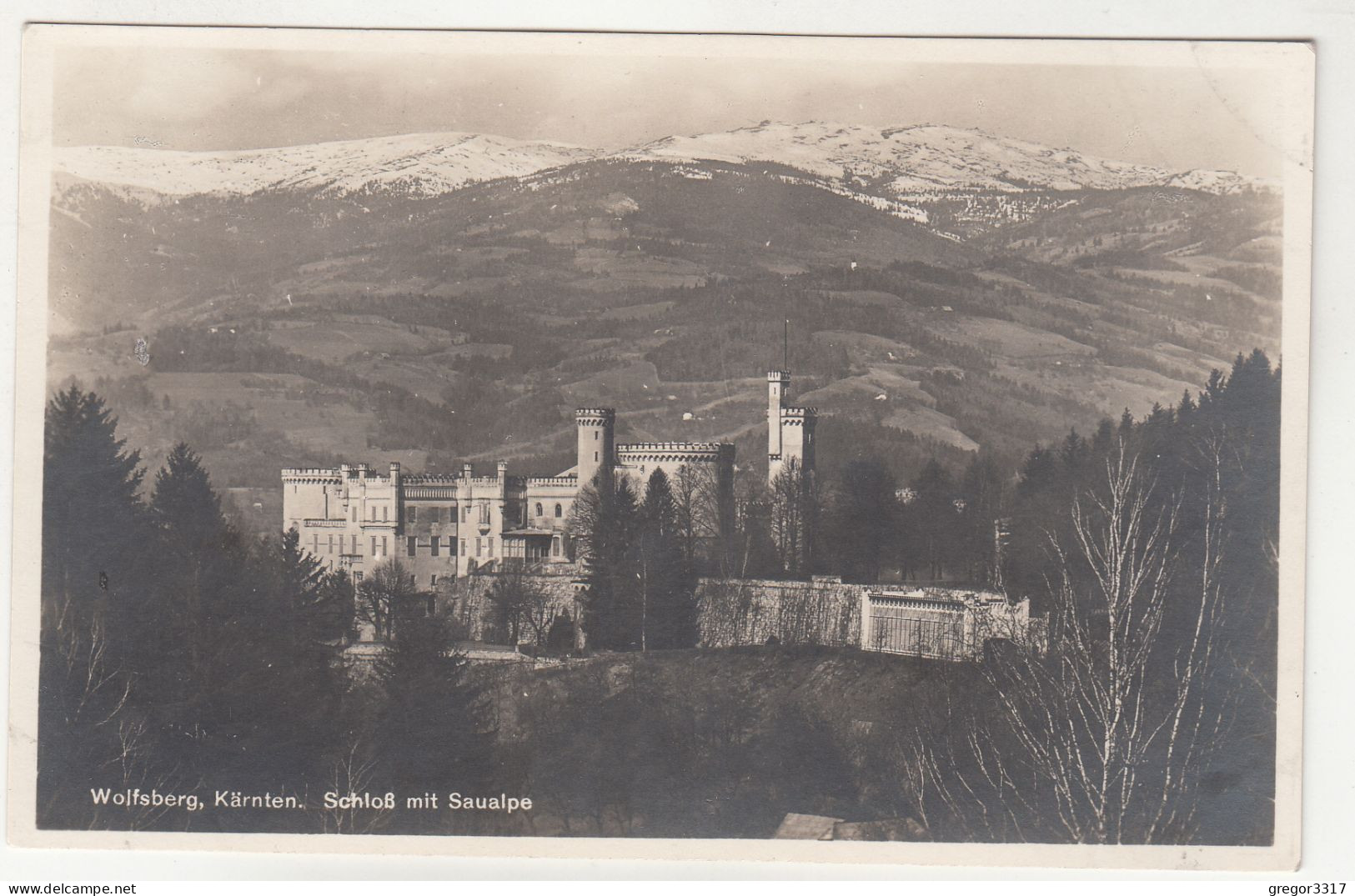 E4878) WOLFSBERG - Kärnten - SCHLOß Mit SAUALPE - Alte S/W FOTO AK - Frank Verlag - Wolfsberg