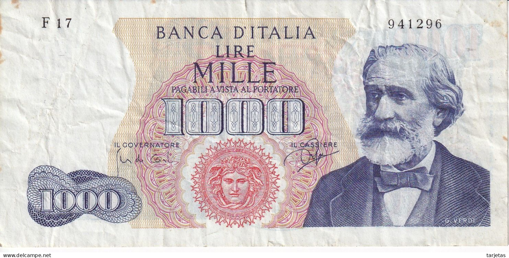 BILLETE DE ITALIA DE 1000 LIRAS DEL AÑO 1963 DE VERDI  (BANKNOTE) - 1000 Lire