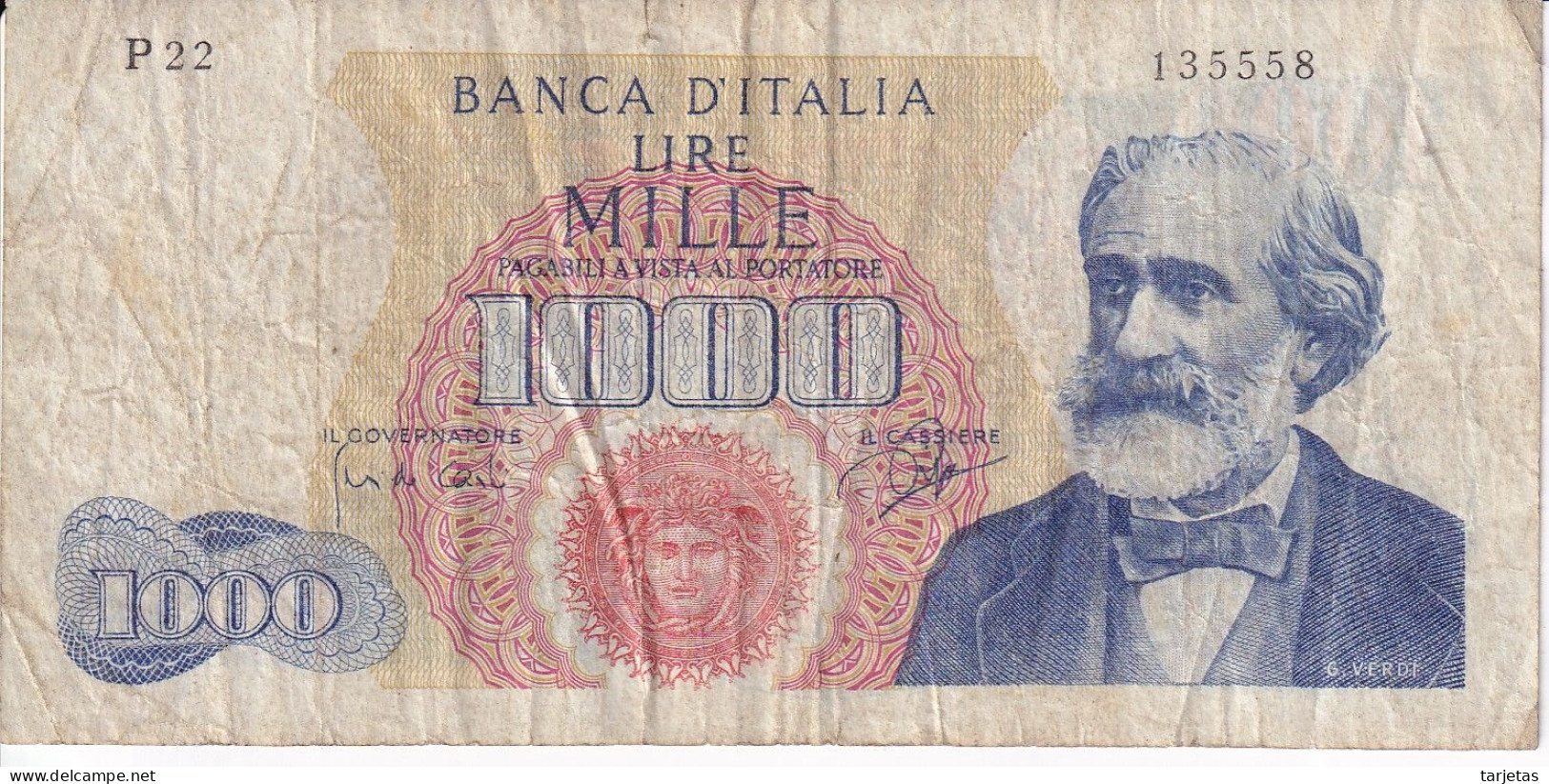 BILLETE DE ITALIA DE 1000 LIRAS DEL AÑO 1964 DE VERDI  (BANKNOTE) - 1.000 Lire