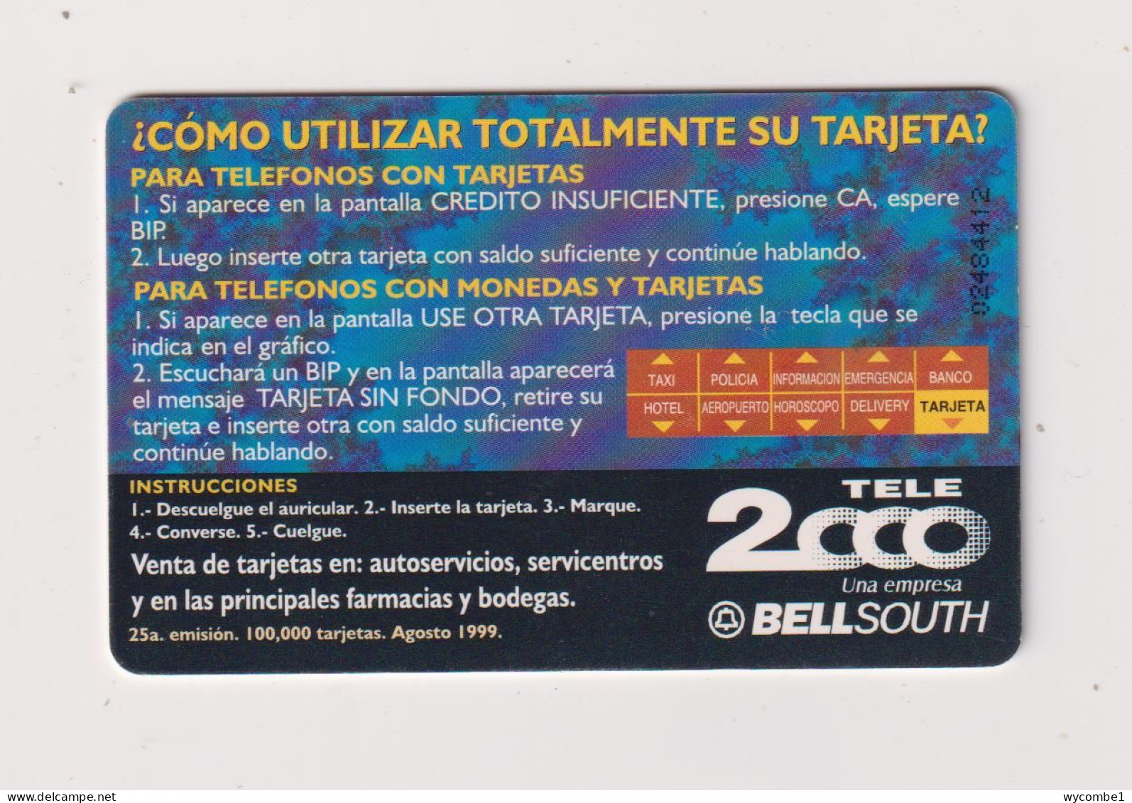 PERU  - Comunicate Mejor Chip Phonecard - Perù