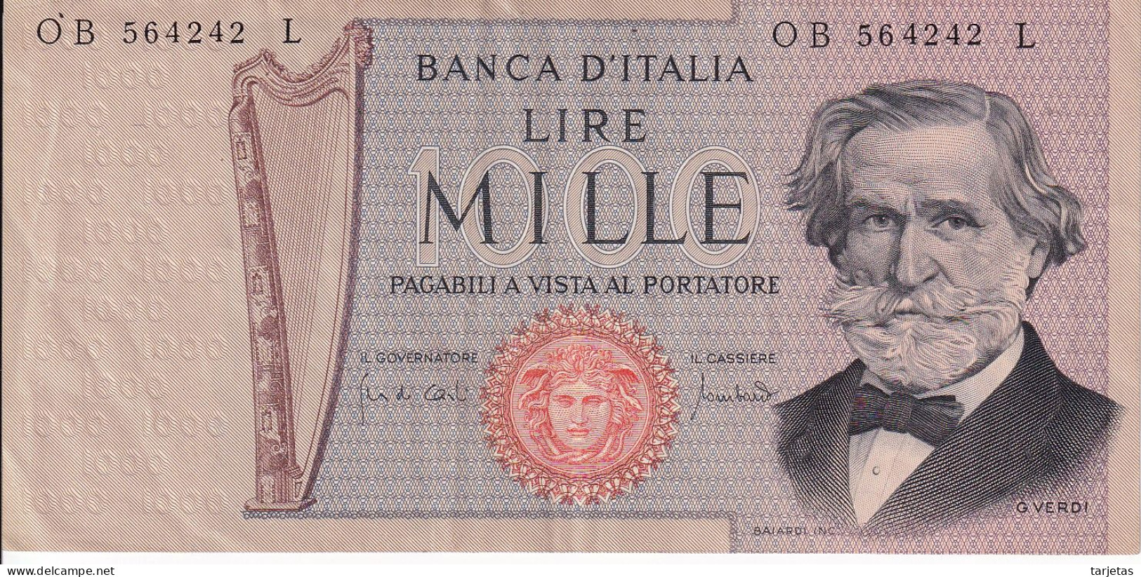 BILLETE DE ITALIA DE 1000 LIRAS DEL AÑO 1971 DE VERDI  (BANKNOTE) - 1000 Lire