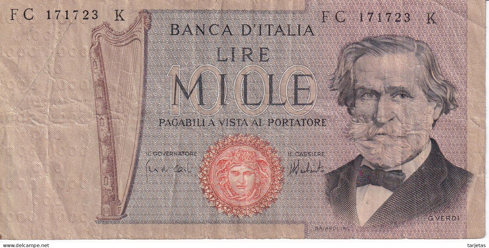 BILLETE DE ITALIA DE 1000 LIRAS DEL AÑO 1975 DE VERDI  (BANKNOTE) - 1000 Lire