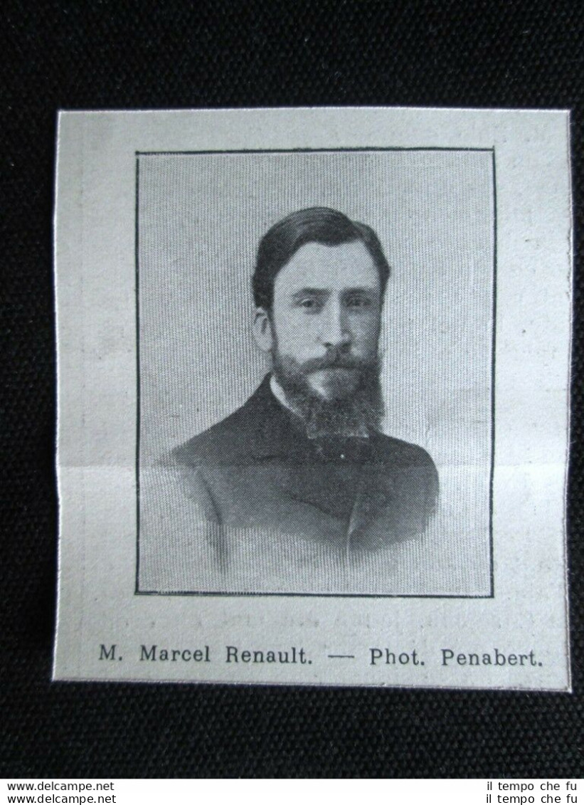 Pilota Automobilistico Marcel Renault, Morto Il 24 Maggio 1903 Stampa Del 1903 - Autres & Non Classés
