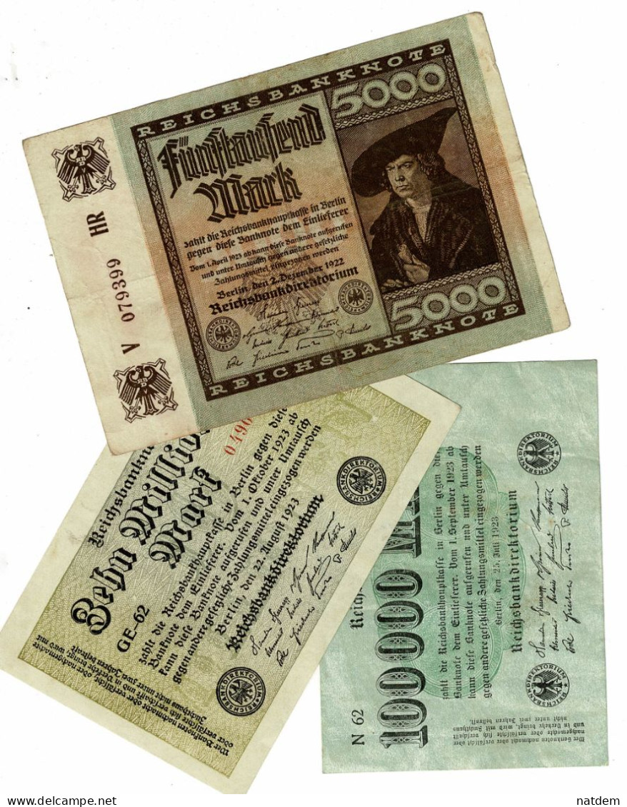 Reichsbanknote, Lot De 10 Billets, Usagés, 1919, 1920, 1922, 1923, Voir Les Scans - Otros & Sin Clasificación