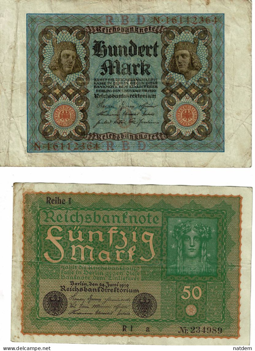 Reichsbanknote, Lot De 10 Billets, Usagés, 1919, 1920, 1922, 1923, Voir Les Scans - Altri & Non Classificati