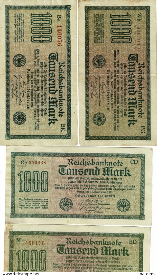 Reichsbanknote, Lot De 10 Billets, Usagés, 1919, 1920, 1922, 1923, Voir Les Scans - Otros & Sin Clasificación