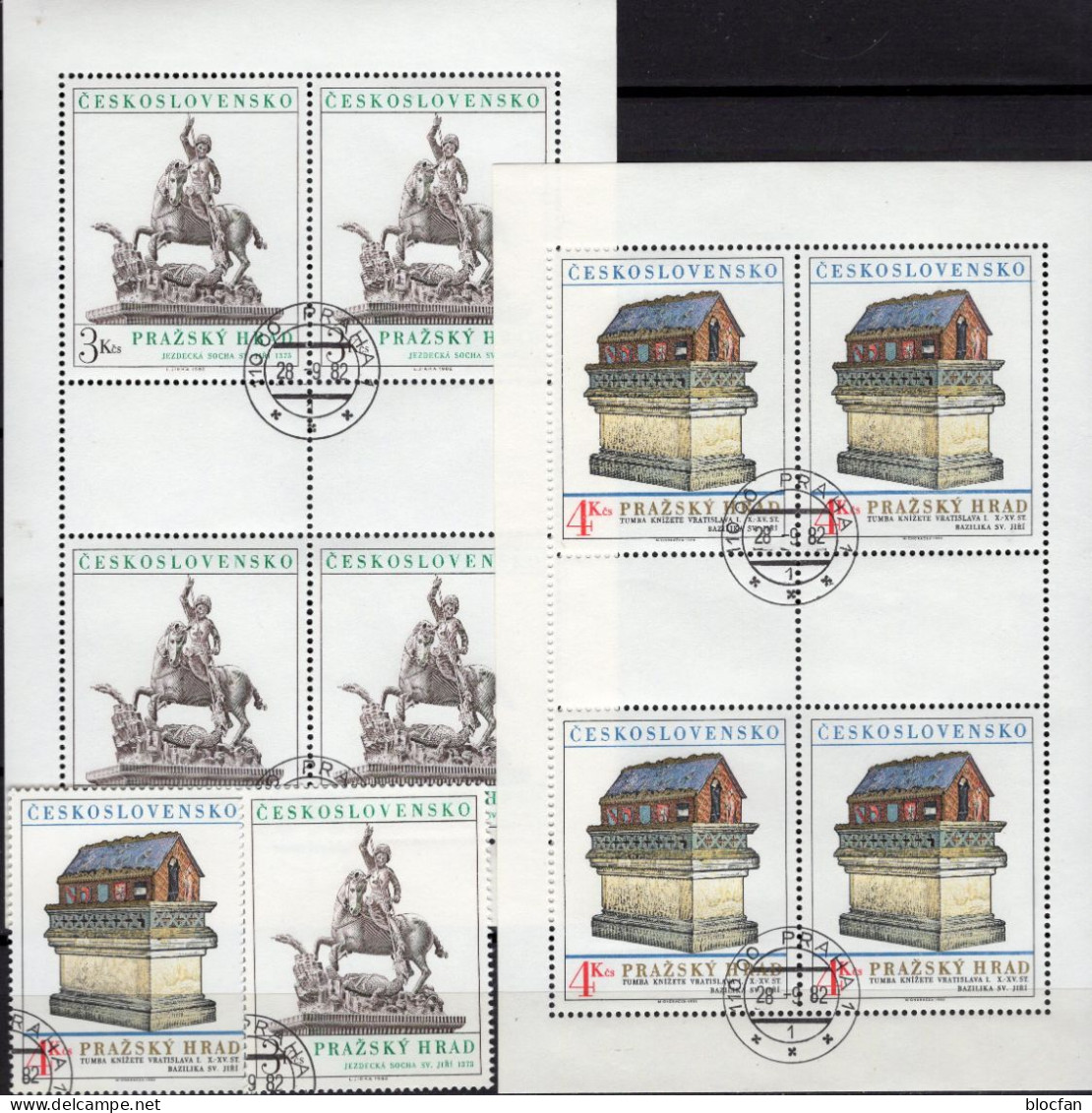 Statue 1982 CSSR 2675/6+2 Kleinbogen O 15€ Kunst Der Burg Prag Grabmal M/s Bloque Ss Blocs Sheetlets Bf Tschechoslowakei - Used Stamps