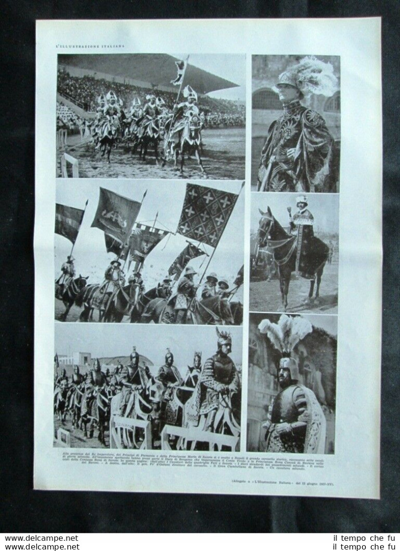 Carosello Napoli: Vittorio Emanuele III E Principi Savoia Stampa Del 1937 - Altri & Non Classificati