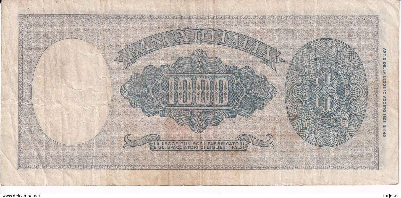 BILLETE DE ITALIA DE 1000 LIRE DEL 10 DE FEBRERO DE 1948  (BANKNOTE) - 1.000 Lire