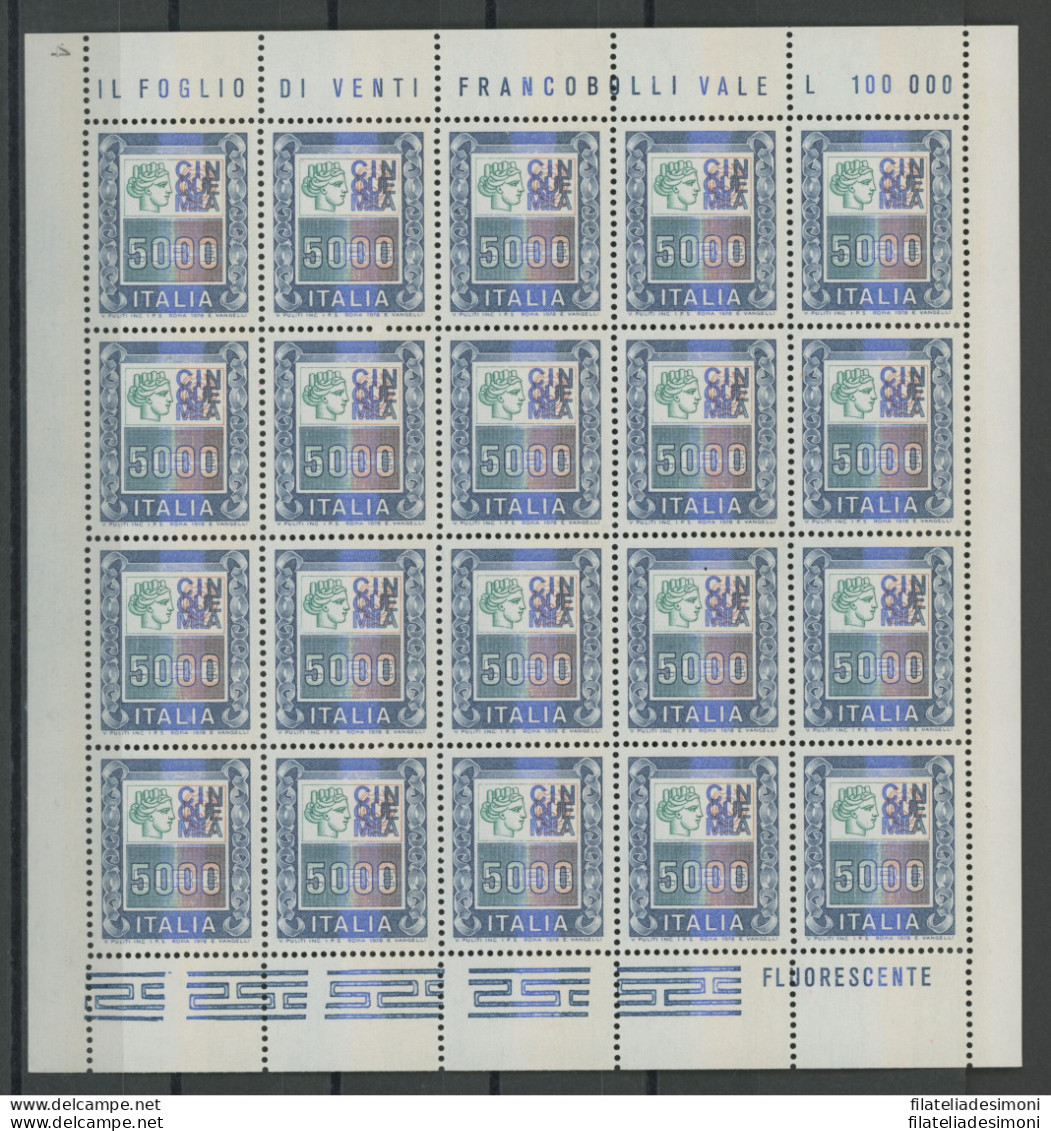 1978-79 Italia - Repubblica , N° 1442 , 5000 Lire Policromo , In Minifoglio Di - Full Sheets