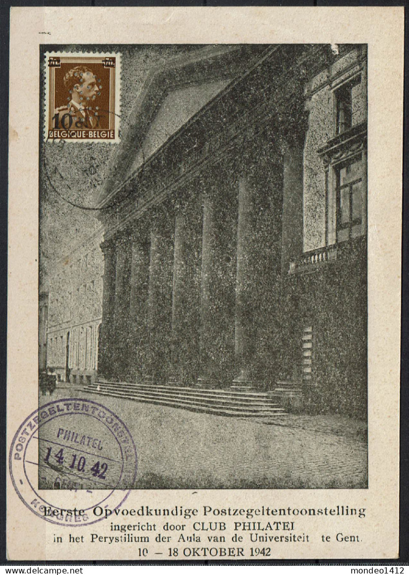 Eerste Opvoedkundige Postzegeltentoonstelling Club Philatei In Het Perystilium Gent 18 Oktober 1942 Expo Philatélique - Gedenkdokumente